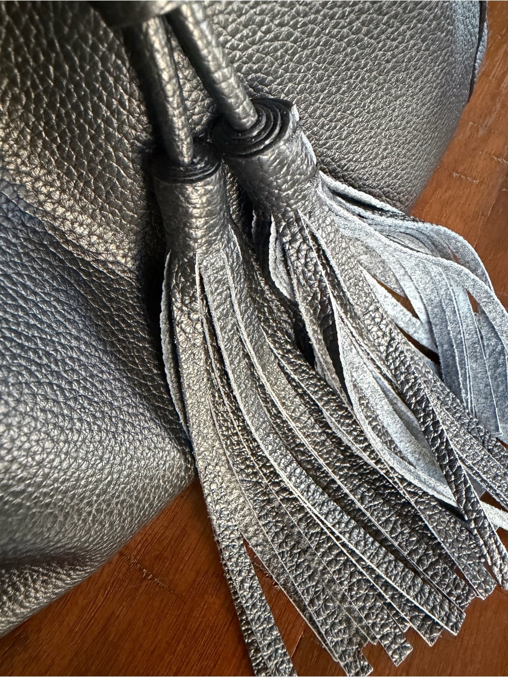 Tignanello Black Pebbled Leather Slouchy Tote Shoulder Bag w/Tassel - Picture 9 of 10